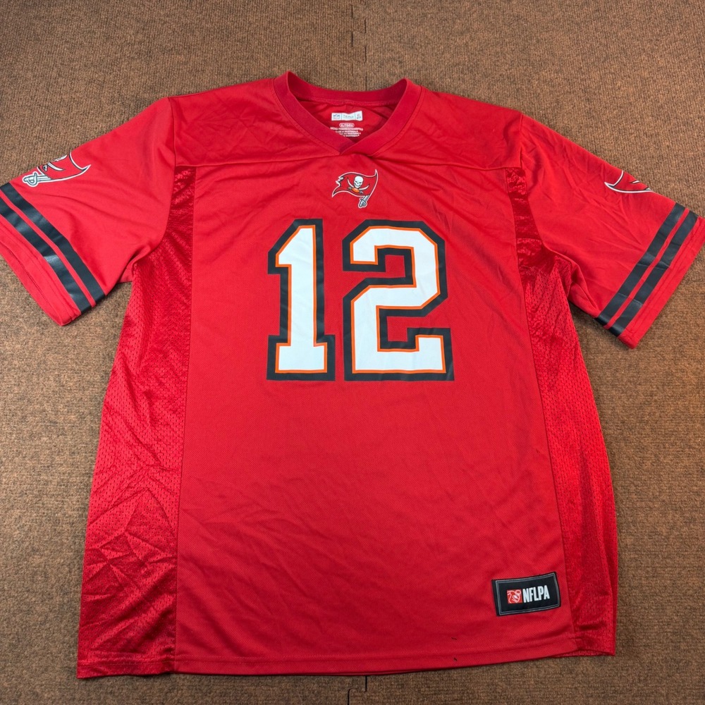 NFL Team Apparel Tampa Bay Buccaneers Tom Brady Jersey Men XL Red 12 Football